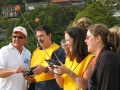 Radio Control Sailing Australia CEO Cliff Bromiley helps a corporate team